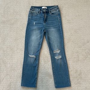 Vervet ripped straight ankle jeans